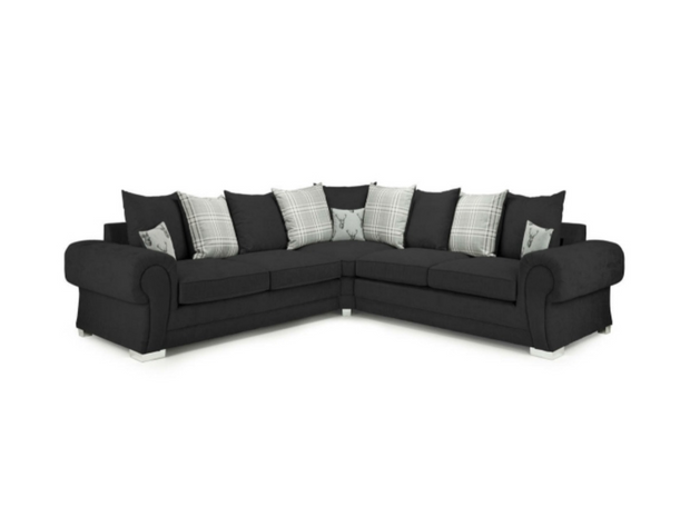 Verona Double Corner Sofa Scatter Back Black