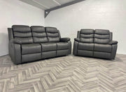 3+2 Sorrento Leather Recliner with Cupholders (Grey)