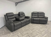 3+2 Sorrento Leather Recliner with Cupholders (Grey)