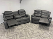 3+2 Sorrento Leather Recliner with Cupholders (Grey)