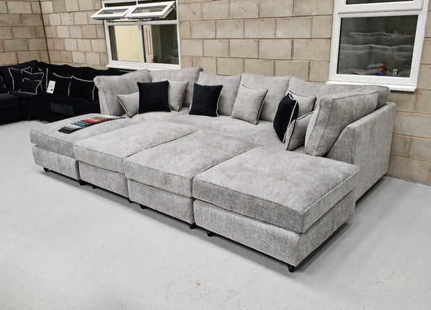 Belgravia Cinema Style Sofa - Steel Boucle Fabric