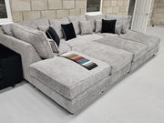Belgravia Cinema Style Sofa - Steel Boucle Fabric
