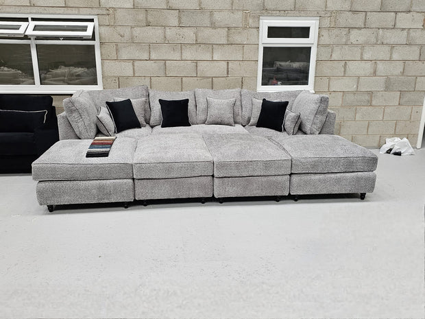 Belgravia Cinema Style Sofa - Steel Boucle Fabric