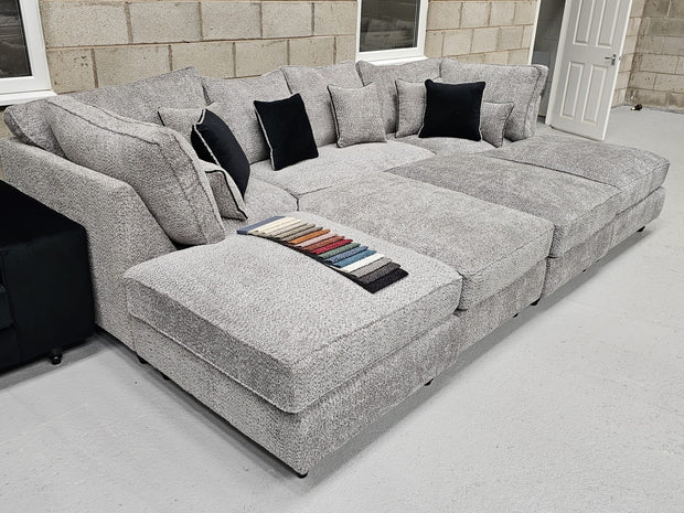 Belgravia Cinema Style Sofa - Steel Boucle Fabric