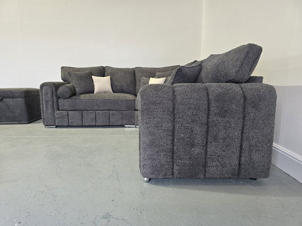 2c2 Royale Milano Corner Sofa (Charcoal Teddy Fabric)
