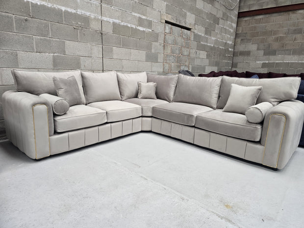 Milano Corner Sofa – Pebble Plush Fabric