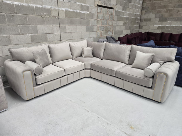 Milano Corner Sofa – Pebble Plush Fabric