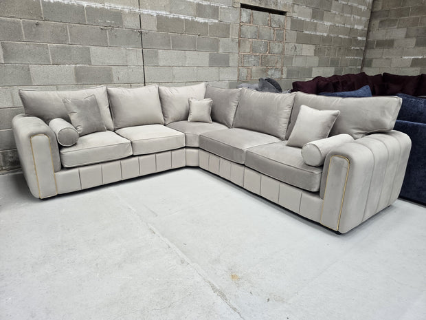 Milano Corner Sofa – Pebble Plush Fabric