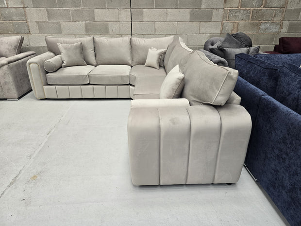 Milano Corner Sofa – Pebble Plush Fabric