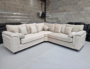 Zara Chesterfield Corner Sofa – Cream Plush Fabric| sofa hub