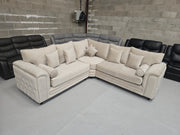 Zara Chesterfield Corner Sofa – Cream Plush Fabric| sofa hub