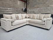 Zara Chesterfield Corner Sofa – Cream Plush Fabric| sofa hub