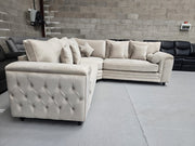 Zara Chesterfield Corner Sofa – Cream Plush Fabric| sofa hub