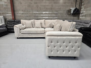 Zara Chesterfield Corner Sofa – Cream Plush Fabric| sofa hub