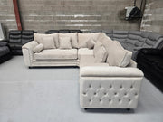 Zara Chesterfield Corner Sofa – Cream Plush Fabric| sofa hub