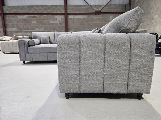 Milano Corner Sofa -  Grey Boucle Fabric