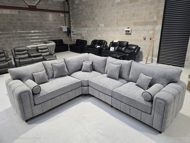 Milano Corner Sofa -  Grey Boucle Fabric
