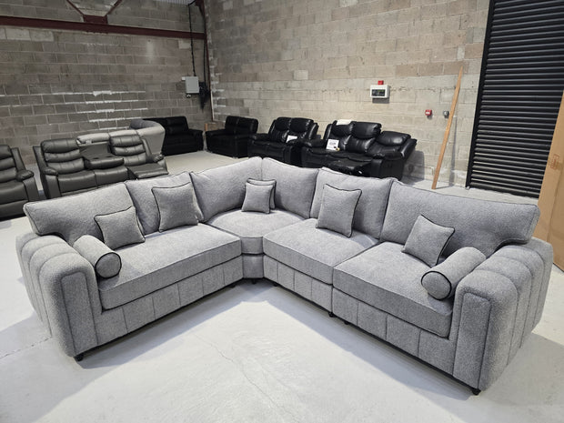 Milano Corner Sofa -  Grey Boucle Fabric