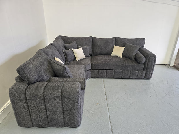 Milano Corner Sofa - Charcoal Teddy Fabric