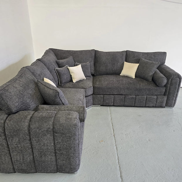 Milano Corner Sofa - Charcoal Teddy Fabric