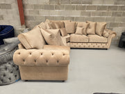 Windsor Chesterfield Corner Sofa – Beige Plush Fabric | sofa hub