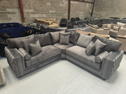 Mayfair Chesterfield Corner Sofa - Asphalt Plush Fabric