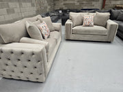 3+2 Mayfair Chesterfield Sofa Set -  Coffee Plush Fabric