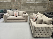 3+2 Mayfair Chesterfield Sofa Set -  Coffee Plush Fabric