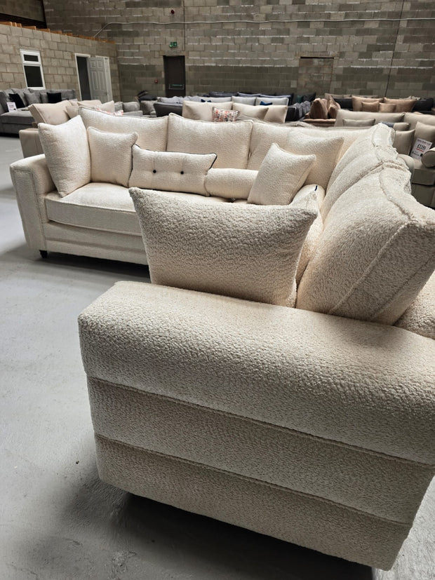Boston Corner Sofa -  Cream Boucle Fabric