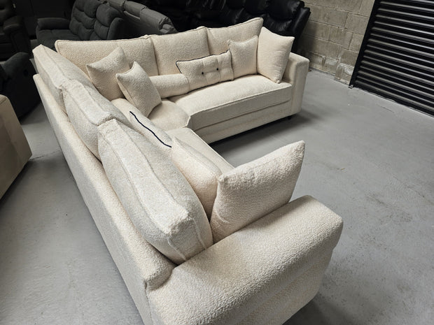 Boston Corner Sofa -  Cream Boucle Fabric