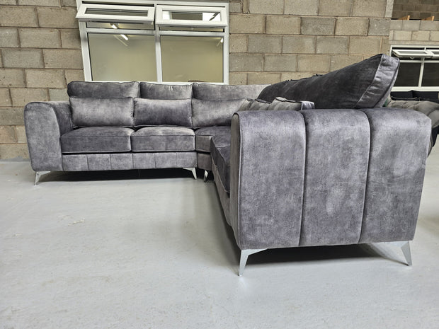 Cosmo Corner Sofa -  Platinum Marble Fabric