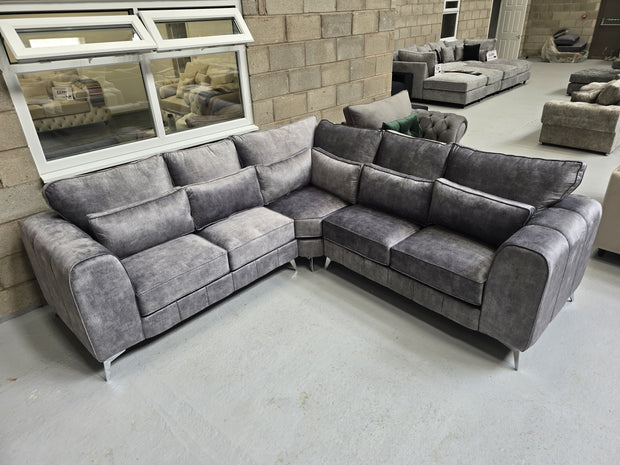 Cosmo Corner Sofa -  Platinum Marble Fabric