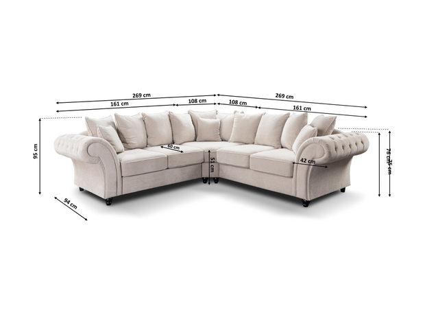 Windsor Large Corner Sofa Cream Aston Fabric