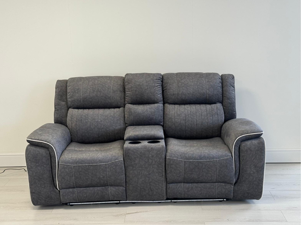 Hannan 3+2 Electric Recliner Sofa Set in Grey Micro Fabric