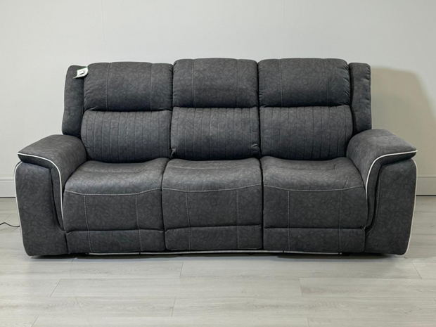 Hannan 3+2 Electric Recliner Sofa Set in Grey Micro Fabric