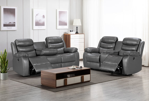 Sorrento 3+2 - Leather Recliner sofa ( black/ grey)