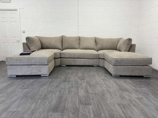 U shape sofa in teddy fabric [ mink ]