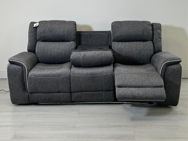 Hannan 3+2 Electric Recliner Sofa Set in Grey Micro Fabric