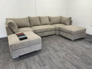 U shape sofa in teddy fabric [ mink ]