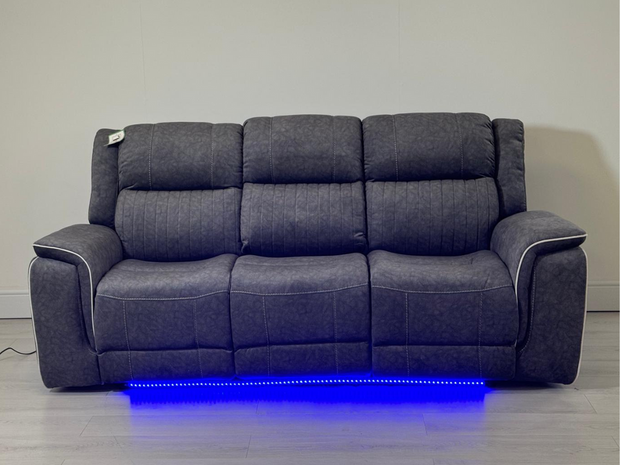 Hannan 3+2 Electric Recliner Sofa Set in Grey Micro Fabric