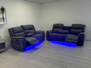 Hannan 3+2 Electric Recliner Sofa Set in Grey Micro Fabric