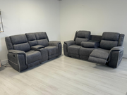 Hannan 3+2 Electric Recliner Sofa Set in Grey Micro Fabric