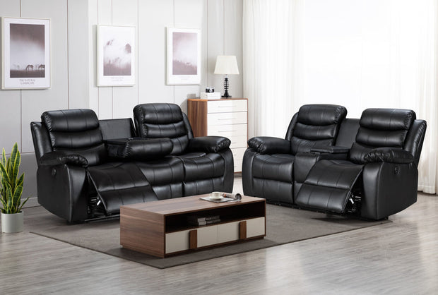 Sorrento 3+2 - Leather Recliner sofa ( black/ grey)