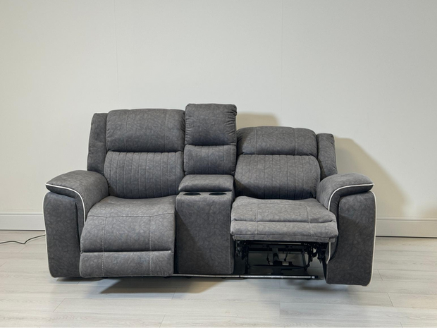 Hannan 3+2 Electric Recliner Sofa Set in Grey Micro Fabric