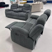 3+2 Sorrento Fabric Recliner Sofa Set with Cupholders (Grey)