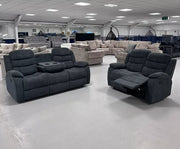 3+2 Sorrento Fabric Recliner Sofa Set with Cupholders (Grey)