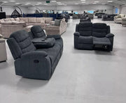 3+2 Sorrento Fabric Recliner Sofa Set with Cupholders (Grey)